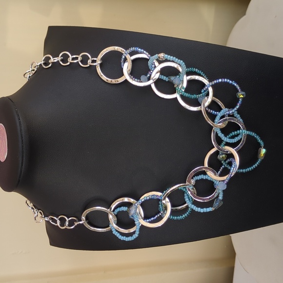New Style & Co. Silver and Blue Circle Necklace - Picture 2 of 4